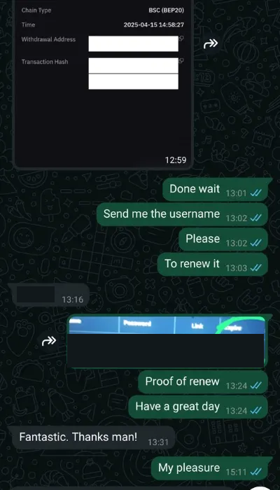 Skärmbild från WhatsApp på engelska. 3